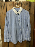 PreLoved- Gordan Smith Blue/White Stripped Long Sleeve Shirt- 16