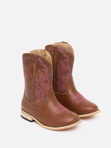 Baxter - Junior Western Toddler Boots - Rose Pink