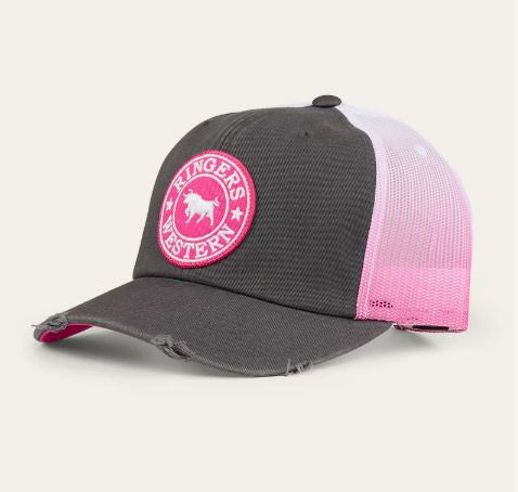 Ringers Western - Quinn Trucker Cap - Grey/Candy - Adult