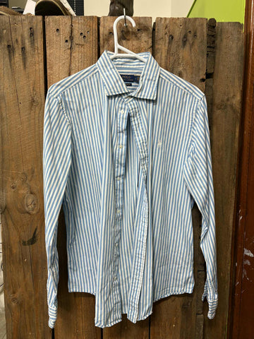 PreLoved- Ralph Lauren Blue/White stripped Long Sleeve Shirt