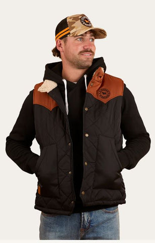 McKinlay Mens Puffer Vest Water Proof - Black / Tobacco