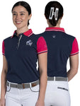 Amalia · Navy-Pink Equestrian Polo Shirt