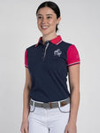 Amalia · Navy-Pink Equestrian Polo Shirt