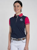 Amalia · Navy-Pink Equestrian Polo Shirt