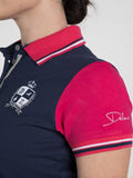 Amalia · Navy-Pink Equestrian Polo Shirt