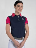 Amalia · Navy-Pink Equestrian Polo Shirt