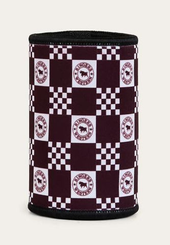 Ringers Western - Check Stubby Cooler - Burgundy
