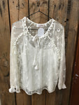Preloved - Living Doll White Mesh Shirt - Size 8