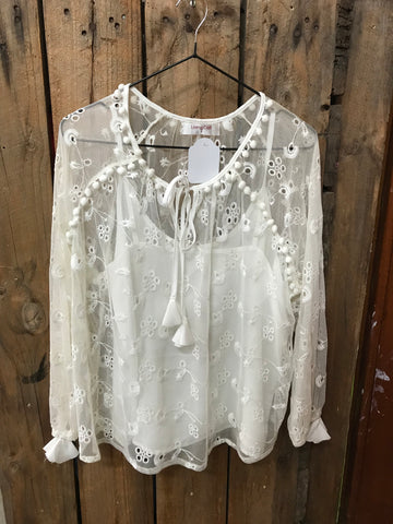 Preloved - Living Doll White Mesh Shirt - Size 8