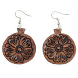 Tooled Round Drop Earrings