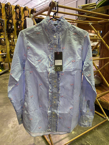 Outback - Light Blue Stripe Ruffle Shirt