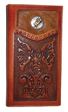 Wallet - Leather - Tan - Floral Tooling - Cowhide Hair-on - Bull Rider