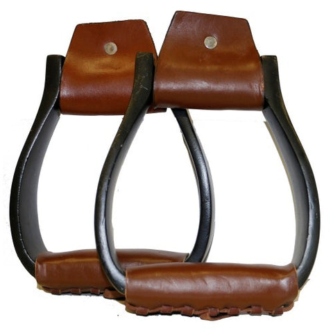 Fort Worth - Black Cast Aluminium Ox Bow Stirrups with Leather Treads