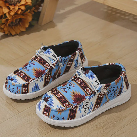 Junior Sky Blue Tribal mocs