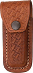Brown Leather - Embossed Basketweave Belt Sheath to Suit 3.5" - 4" Knife